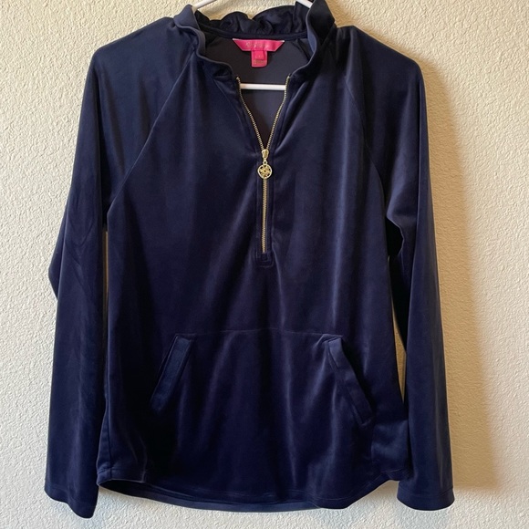 LILLY PULITZER Jayla Velour Ruffle Zip Jacket - Picture 2 of 6